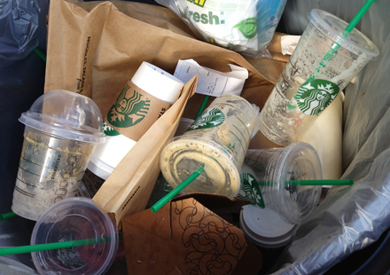 starbucks plastic waste cups bin recycling ashamed should took offer outside local why don they just