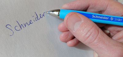 Writing with a Schneider pen