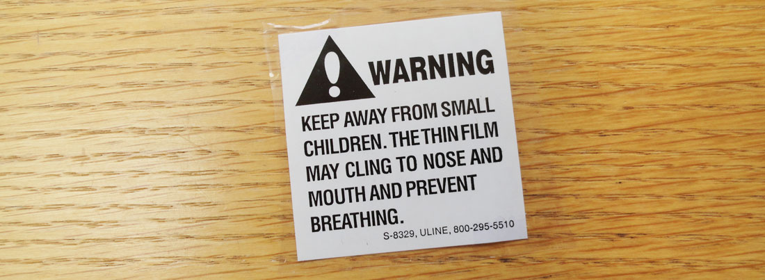 warning label from CD package