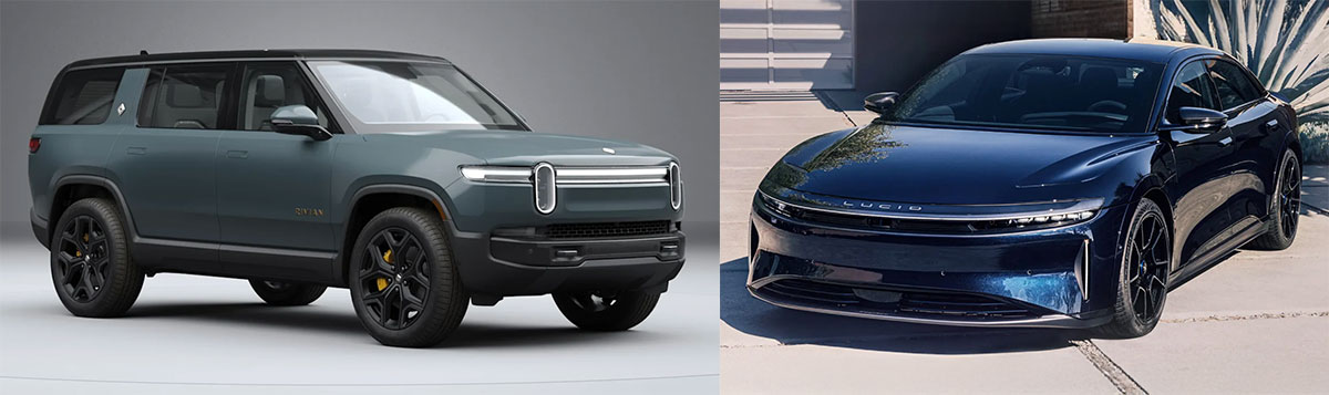 Rivian and Lucid vehicles